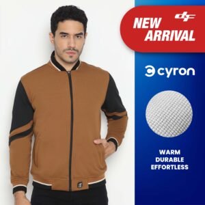 d&f CVC Jaket Bomber pria - Coklat list hitam