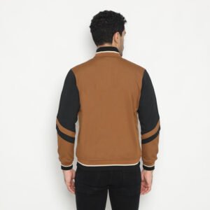 d&f CVC Jaket Bomber pria - Coklat list hitam