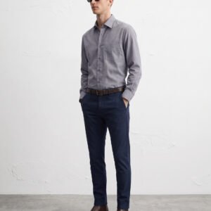 Gianni Visentin Kemeja Pria Regular Fit Lengan Panjang Oxford Abu-abu - 9064
