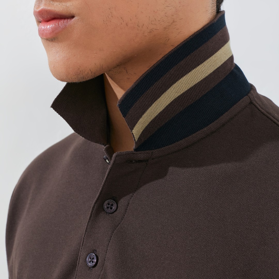 Jack Nicklaus Otto Polo Shirt Pria Regular Fit Dark Brown - Image 4