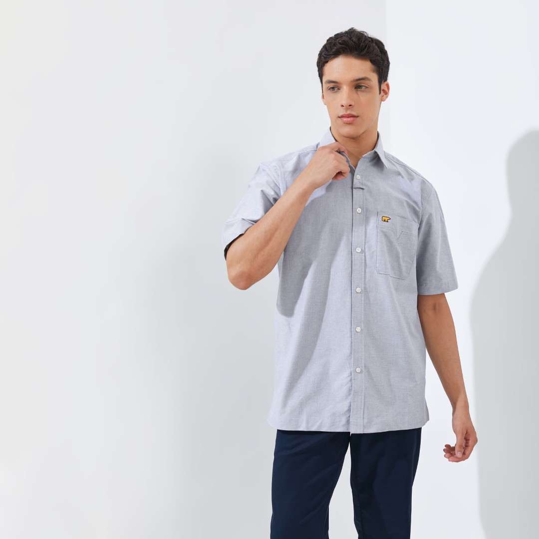 Jack Nicklaus Nikola Kemeja Pria Lengan Pendek Regular Fit Light Grey