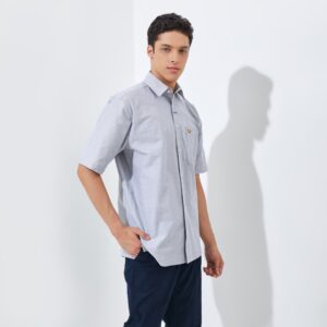 Jack Nicklaus Nikola Kemeja Pria Lengan Pendek Regular Fit Light Grey