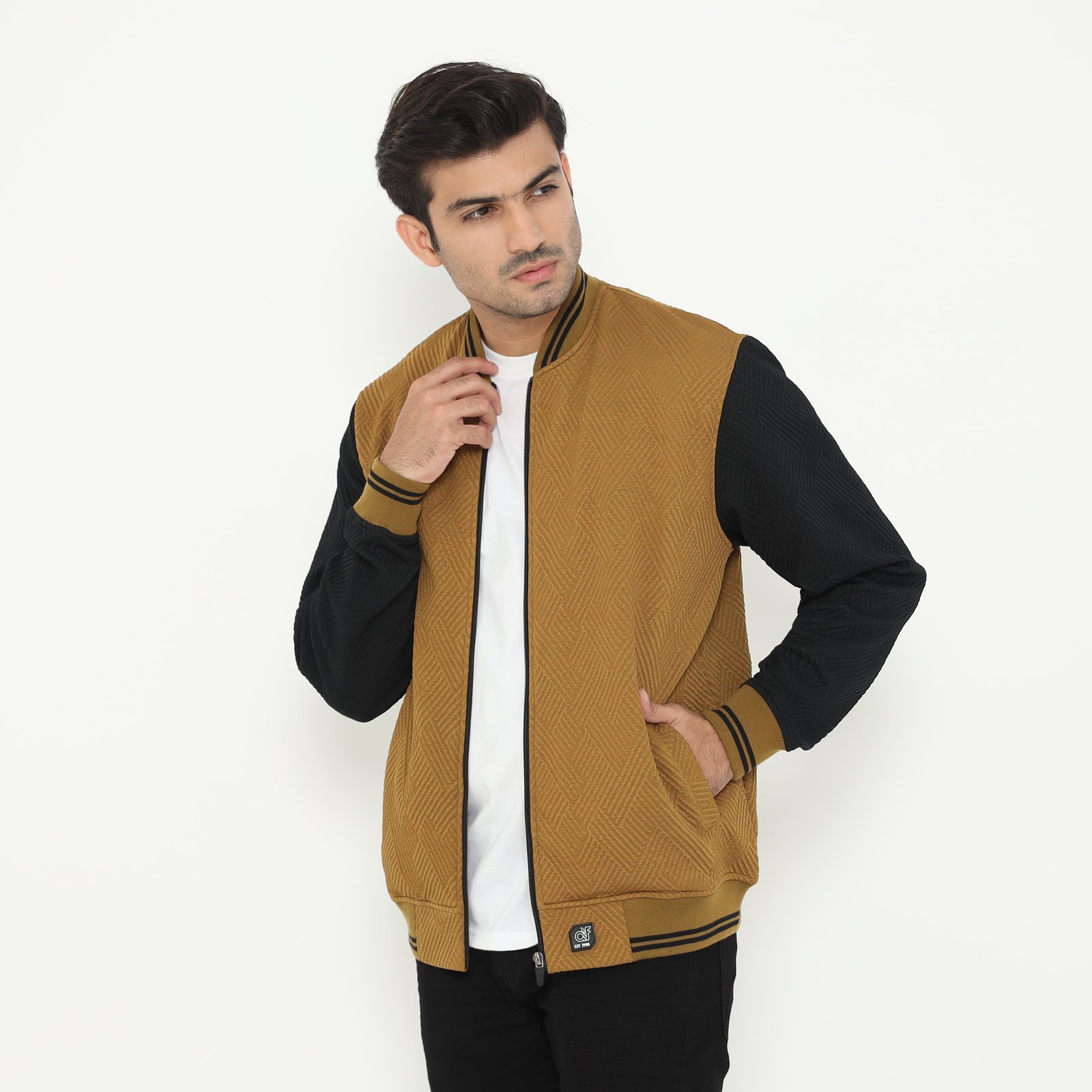 d&f Napoleon Jaket shoulder cut & sewn pria- Cream - Image 2