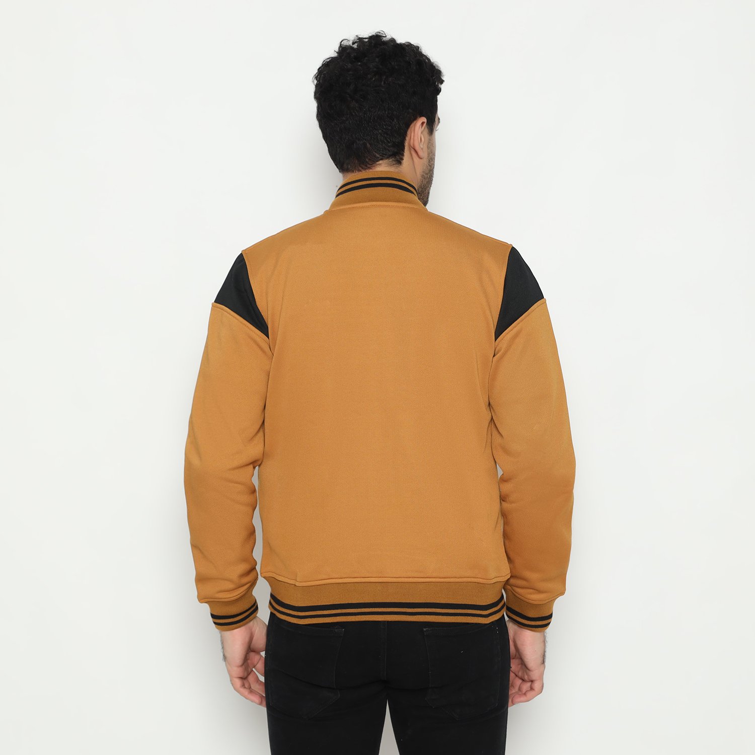 d&f CVC Jaket pria Bomber - coklat list hitam - Image 3