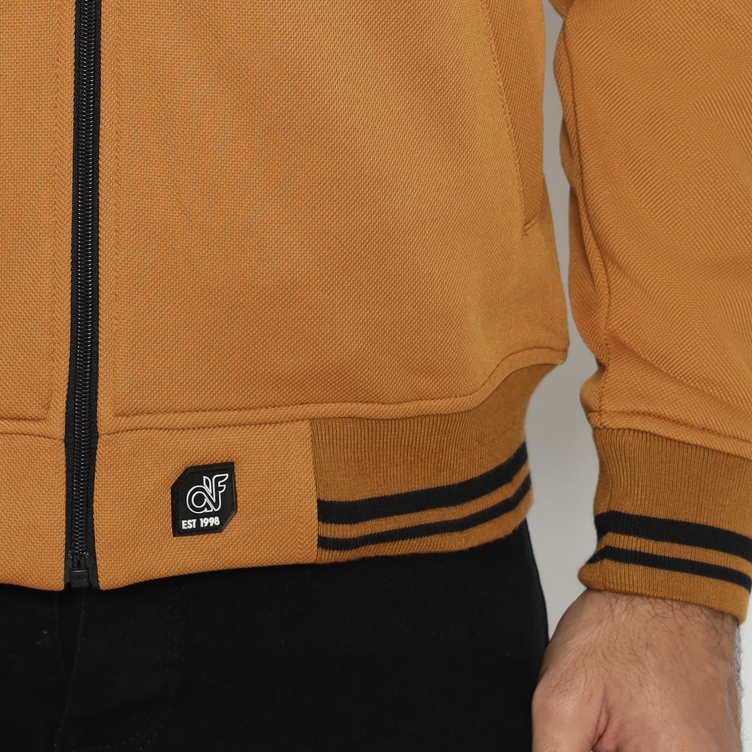 d&f CVC Jaket pria Bomber - coklat list hitam - Image 4
