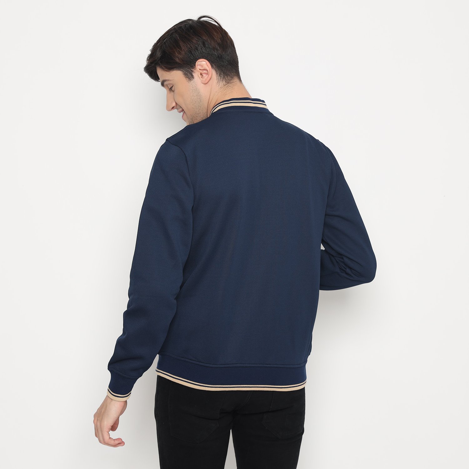 d&f Jaket Pria Bomber – Navy List Cream - Image 4