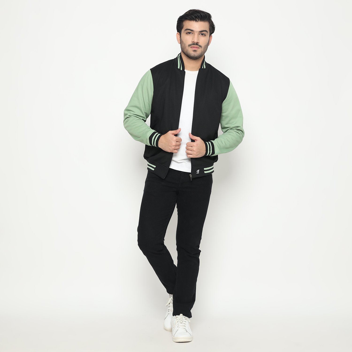 d&f Jaket Bomber Pria - Hitam Hijau Mint - Image 5