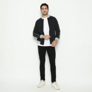 d&f CVC Jaket pria Bomber Table hitam peping - Abu muda