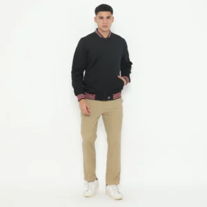 d&f CVC Jaket Bomber Pria Red White in Collar – Hitam