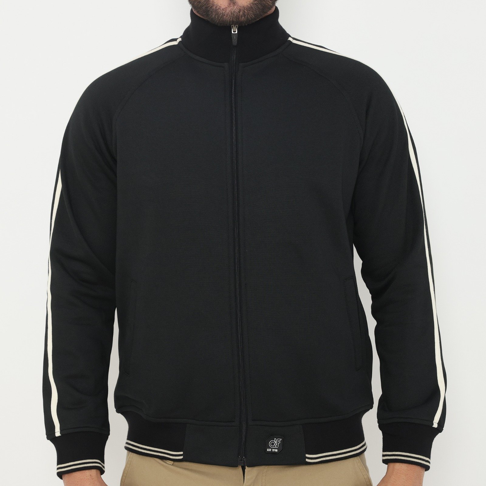 d&f Jaket Biker pria - Hitam stripe cream - Image 4