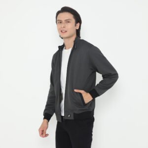 d&f CVC Jaket Biker Pria - Abu Tua