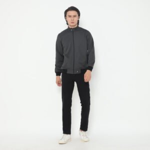 d&f CVC Jaket Biker Pria - Abu Tua