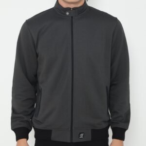 d&f CVC Jaket Biker Pria - Abu Tua