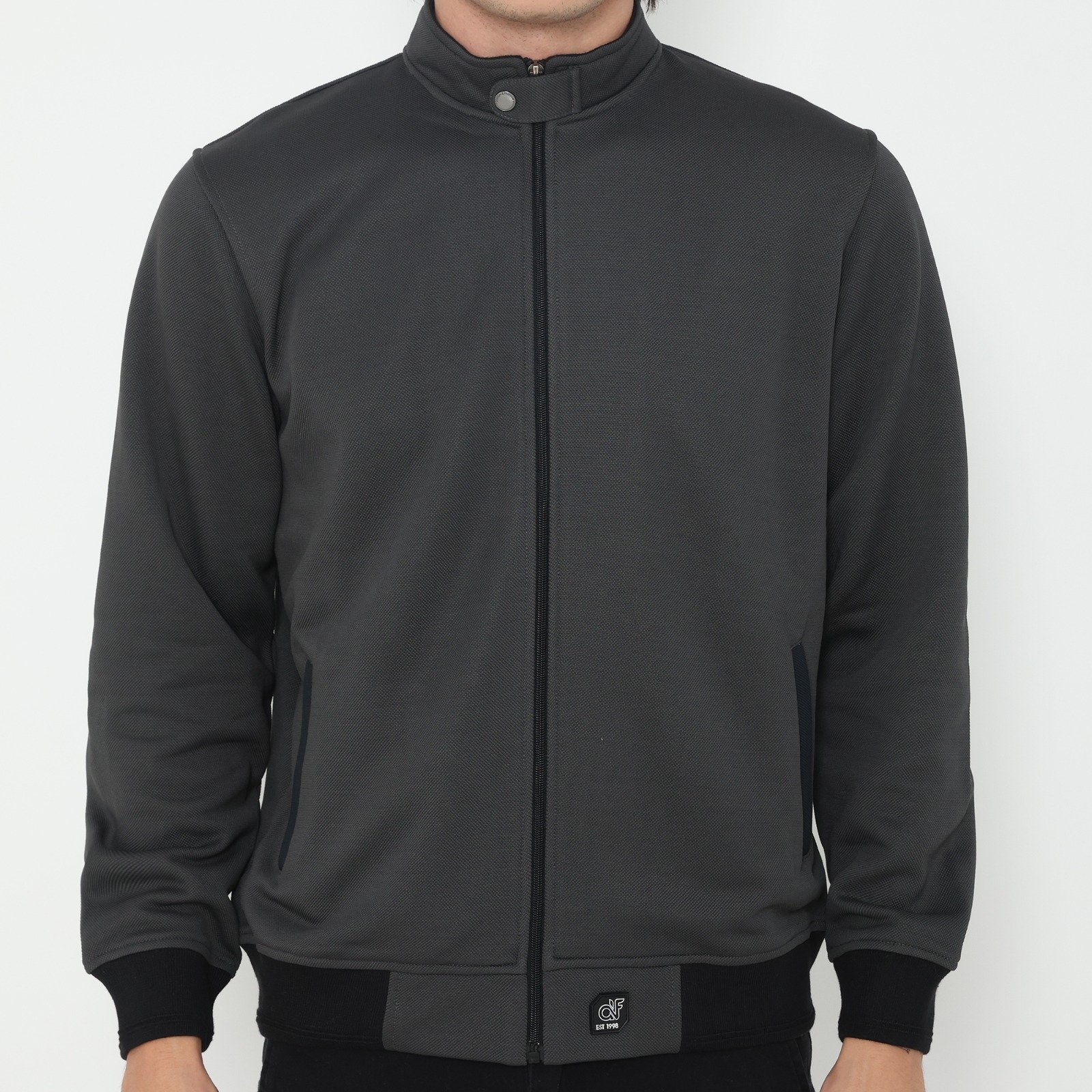 d&f CVC Jaket Biker Pria - Abu Tua - Image 4