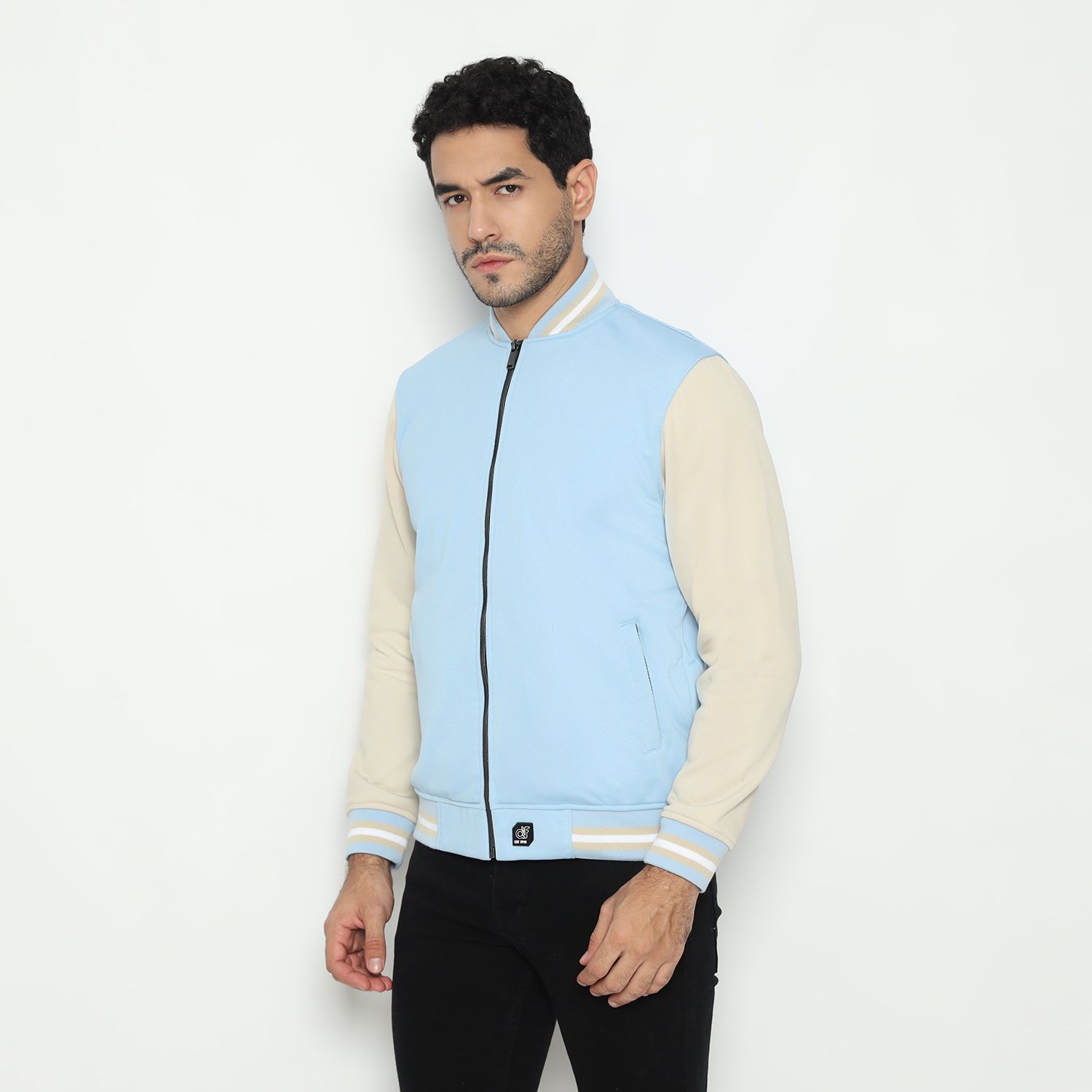 d&f CVC Jaket bomber pria - Sky blue cream - Image 2