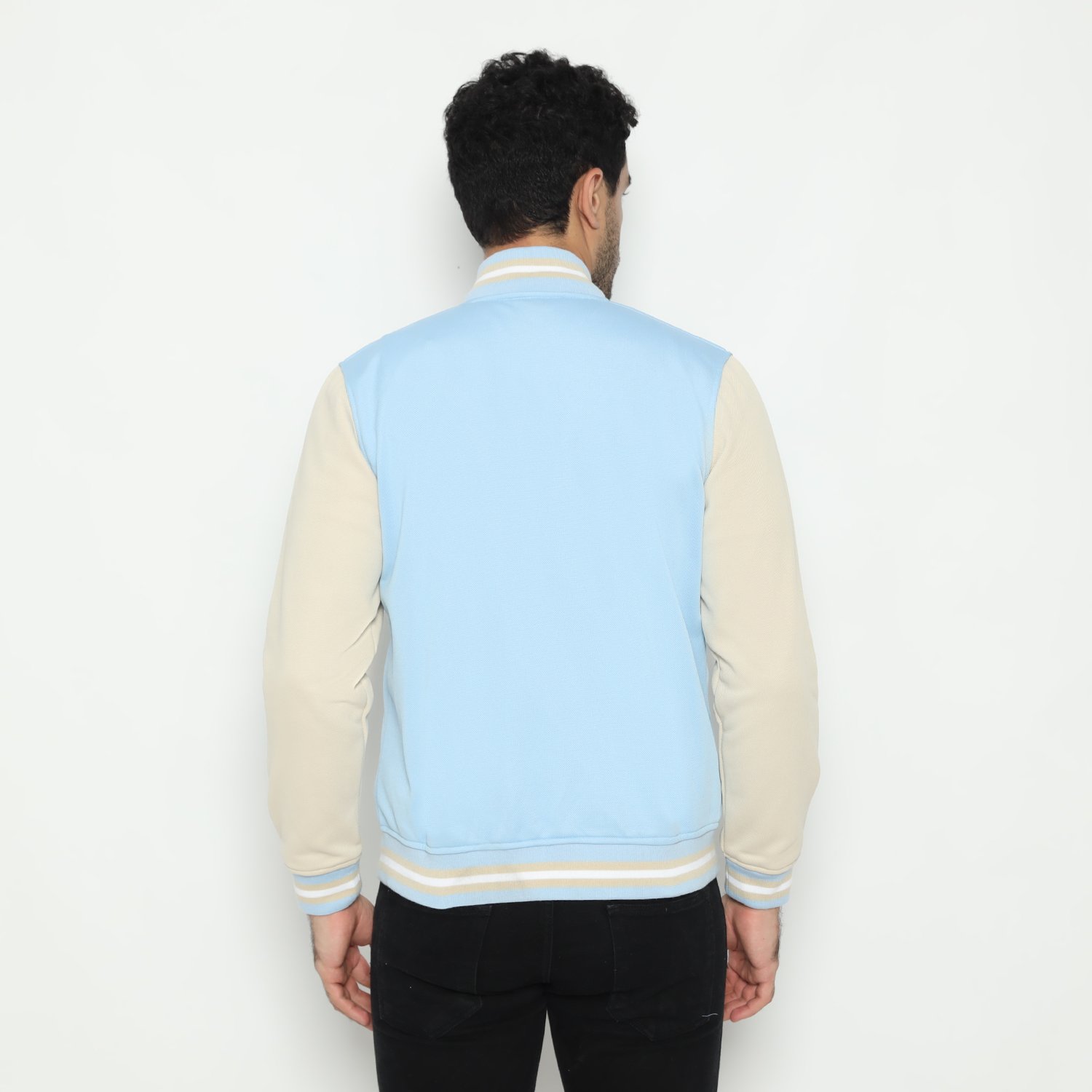 d&f CVC Jaket bomber pria - Sky blue cream - Image 3