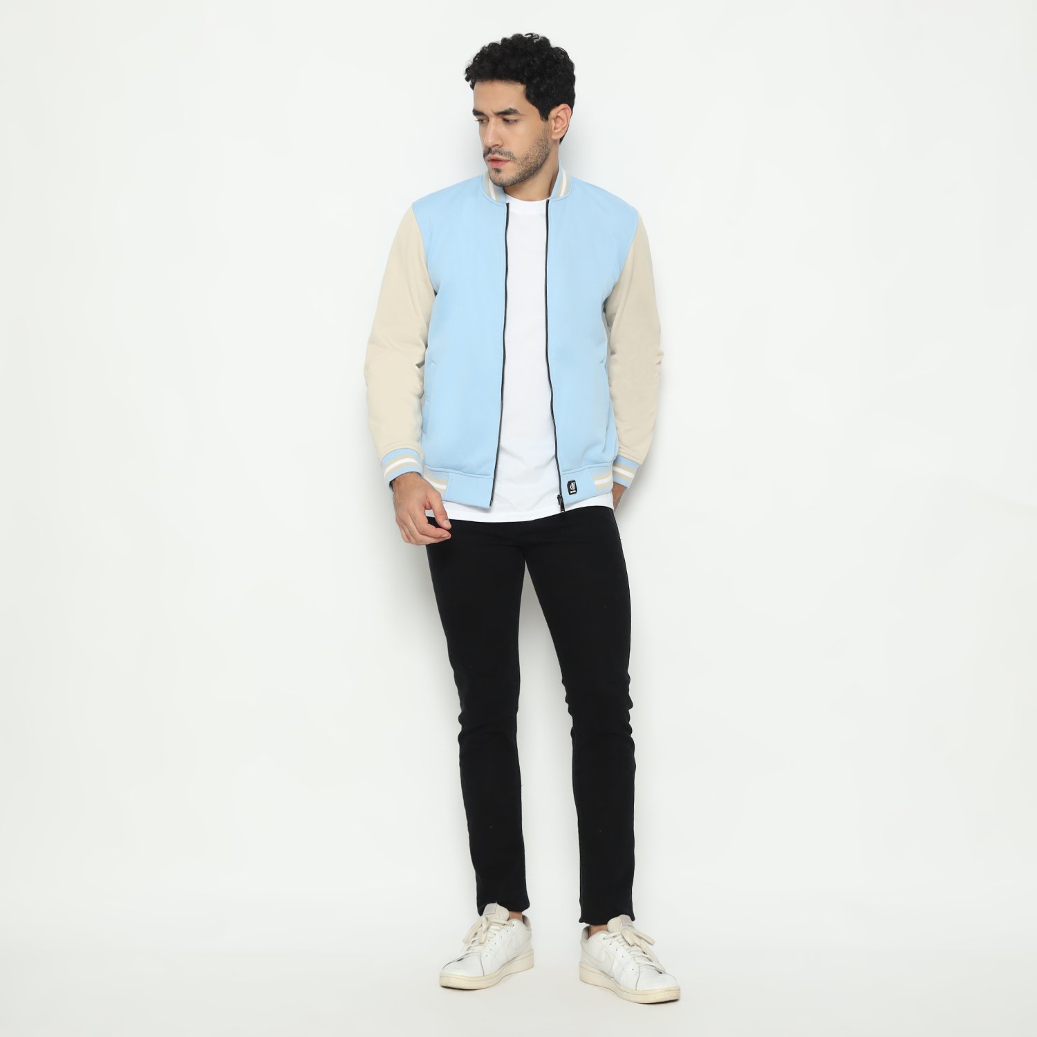d&f CVC Jaket bomber pria - Sky blue cream - Image 5