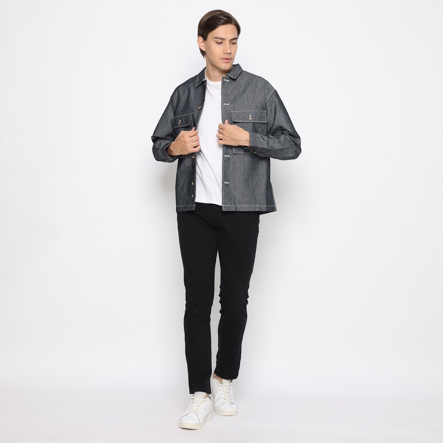 d&f Jacket Denim Import With Two Pocket - Dark Grey - Image 4