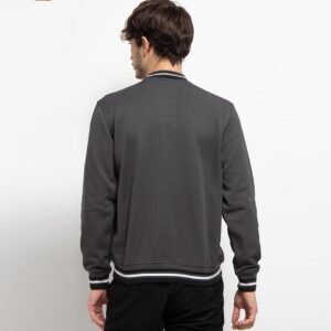 d&f CVC Jaket pria bomber kragh whit snap - Abu tua