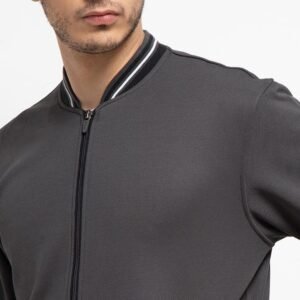 d&f CVC Jaket pria bomber kragh whit snap - Abu tua