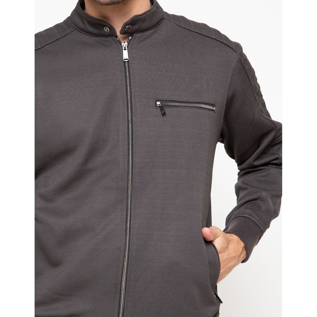 d&f CVC Jaket pria Bomber cut & sewn - Abu tua - Image 3