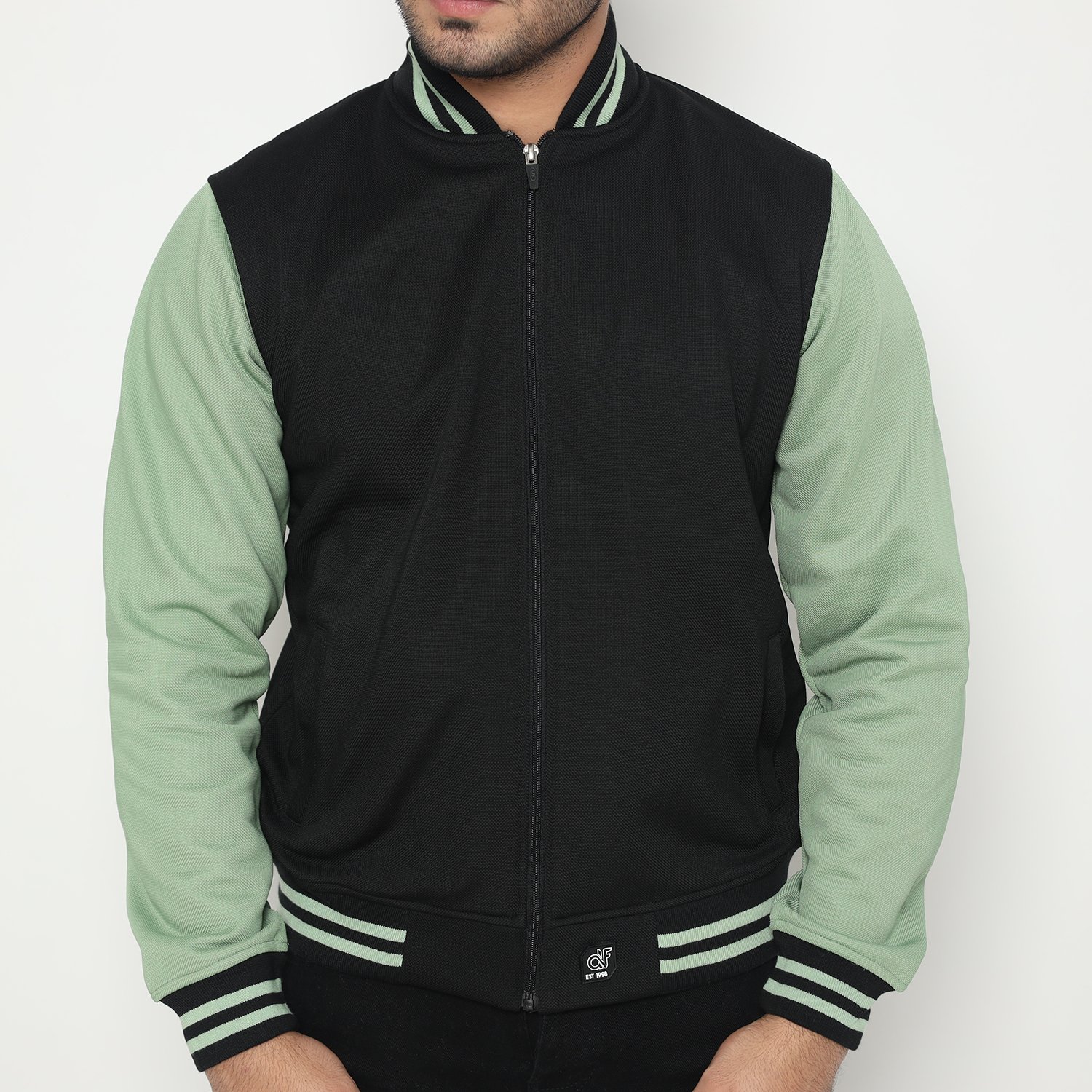 d&f Jaket Bomber Pria - Hitam Hijau Mint - Image 3