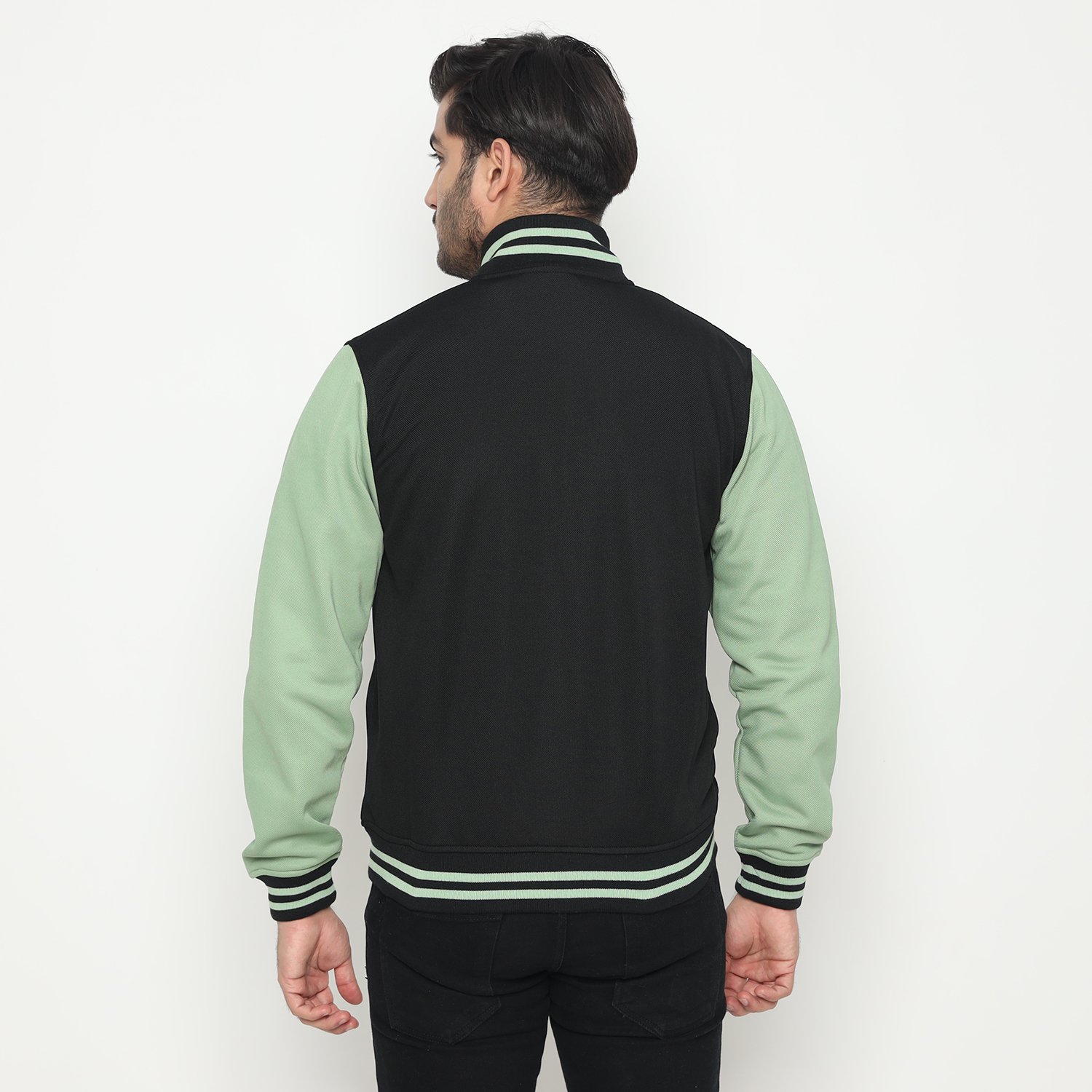 d&f Jaket Bomber Pria - Hitam Hijau Mint - Image 4