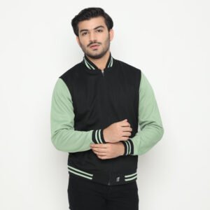 d&f Jaket Bomber Pria - Hitam Hijau Mint