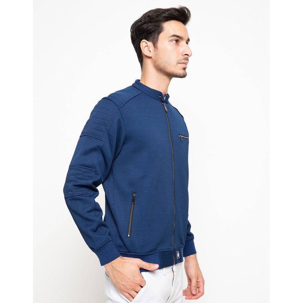 d&f CVC Jaket Bomber Pria Casual – Navy - Image 3