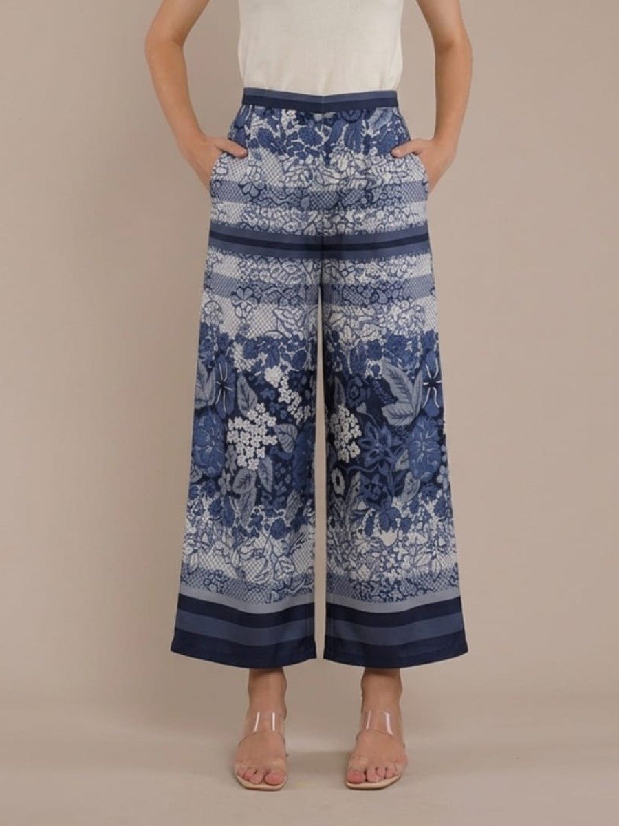 Personal Style Celana Kulot Palazzo Denim Flower Motif - Image 2