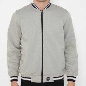 d&f Jaket Bomber pria - Abu tua list hitam