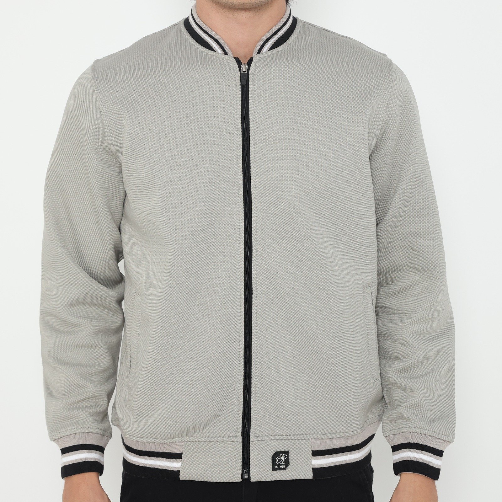 d&f Jaket Bomber pria - Abu tua list hitam - Image 4