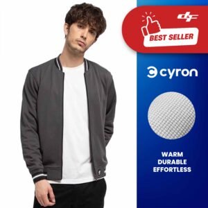 d&f CVC Jaket pria bomber kragh whit snap - Abu tua