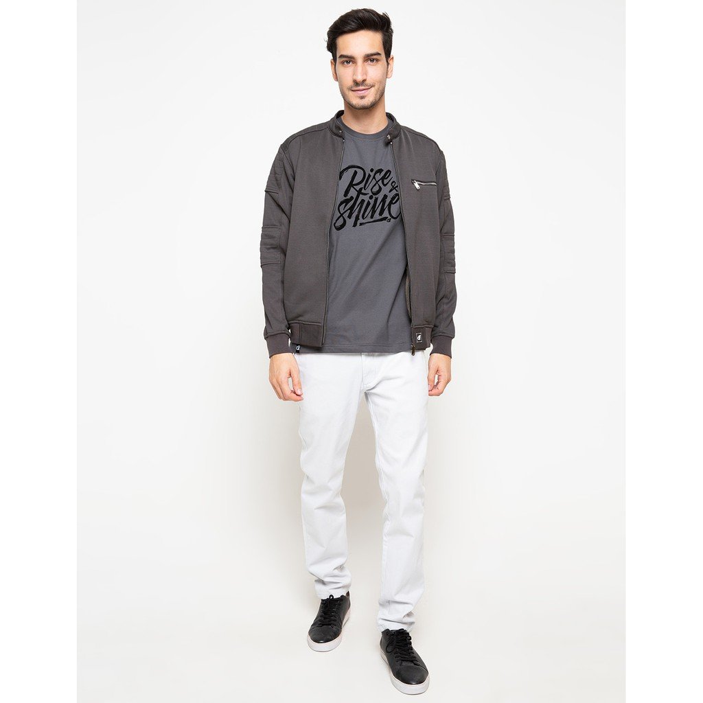 d&f CVC Jaket pria Bomber cut & sewn - Abu tua - Image 5