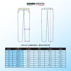 Gianni Visentin Celana Panjang Pria Corduroy Regular Fit Brown - 2150