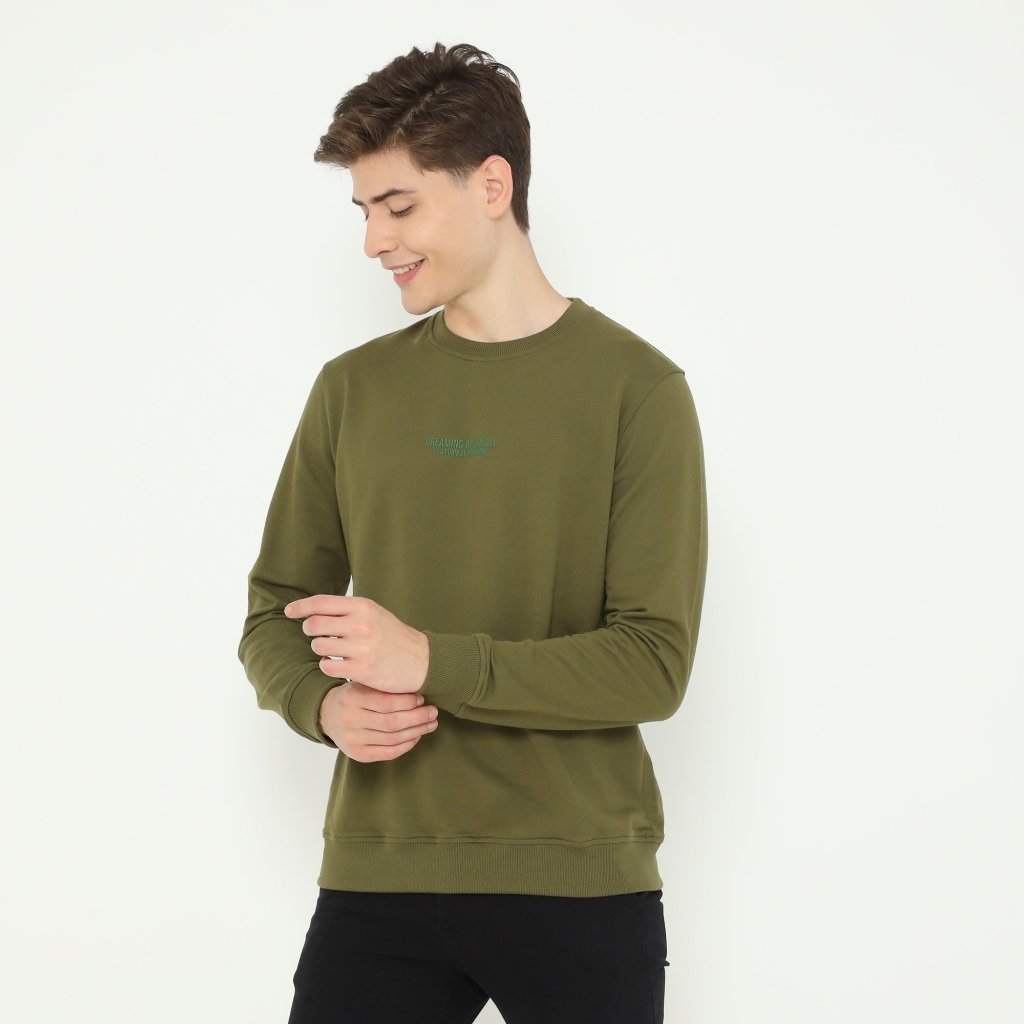 d&f sweatshirt hoodie L/S pria ""DREAMING AFTER ALL" - Olive - Image 2