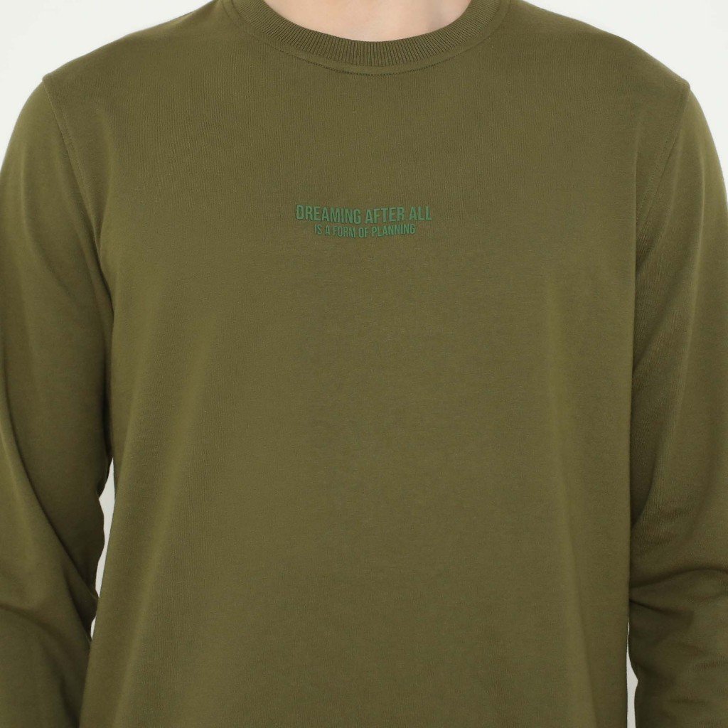 d&f sweatshirt hoodie L/S pria ""DREAMING AFTER ALL" - Olive - Image 4