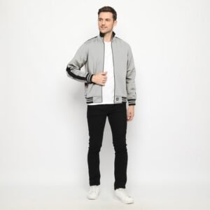 d&f CVC Jaket biker pria - Grey