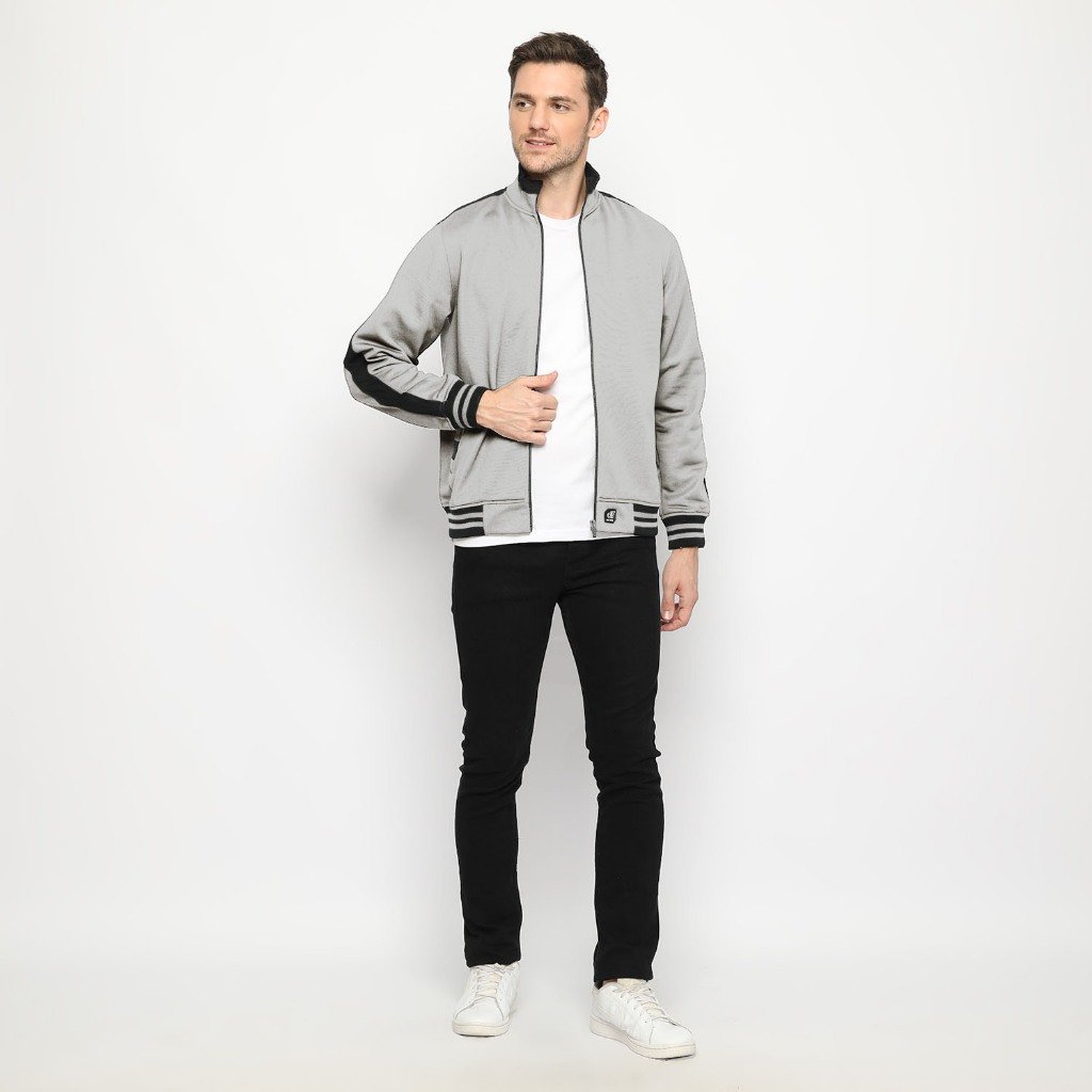 d&f CVC Jaket biker pria - Grey - Image 4
