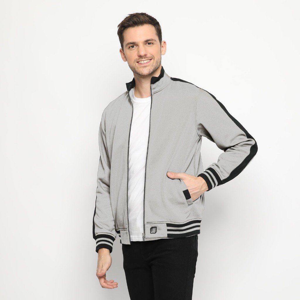 d&f CVC Jaket biker pria - Grey - Image 2