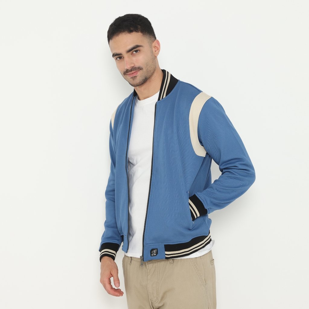 d&f Jaket Bomber Pria Peping ARM – Dark Blue Cream - Image 2