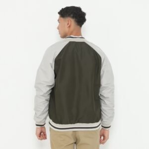 d&f Parachute Jaket Bomber Varsity Pria - Abu Sequoi