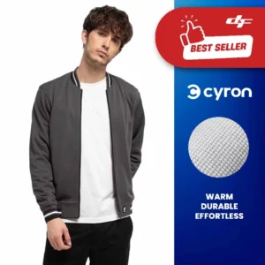 d&f CVC Jaket Pria Bomber Kerah with Snap – Abu Tua