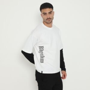 d&f Kaos Pria Double layer RHYTHM - Putih