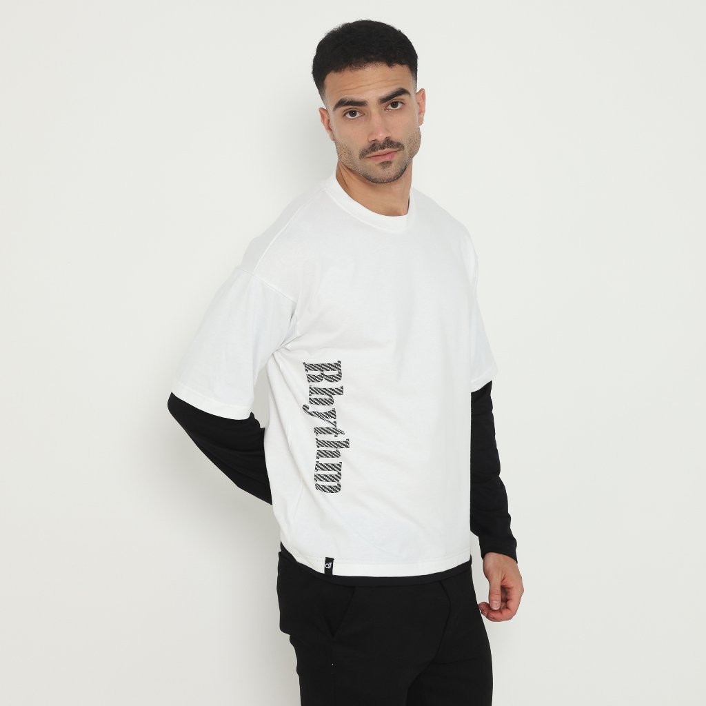d&f Kaos Pria Double layer RHYTHM - Putih - Image 2