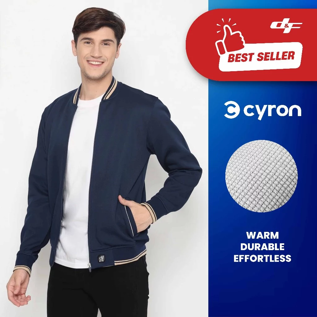 d&f Jaket Pria Bomber – Navy List Cream
