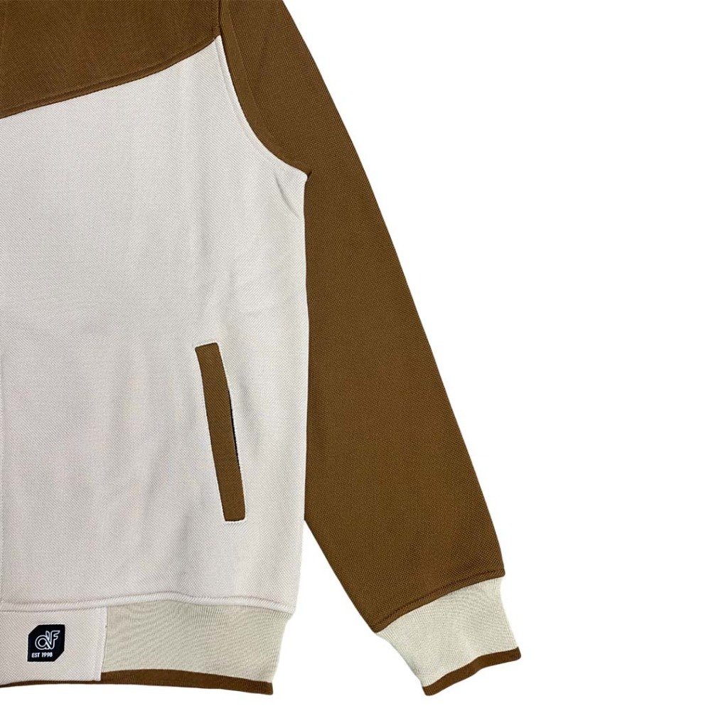 d&f CVC Jaket Bomber cut & swen pria - Coklat cream - Image 3