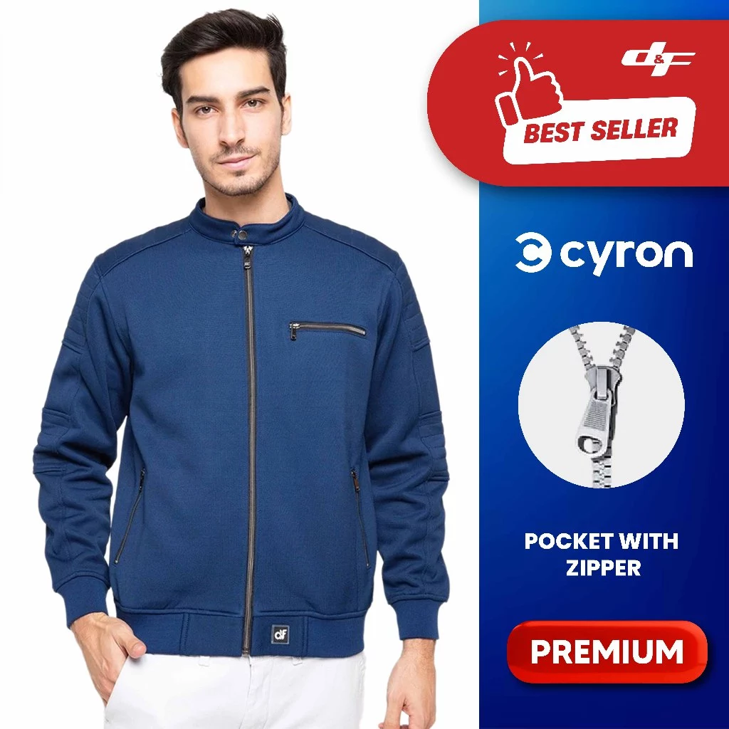 d&f CVC Jaket Bomber Pria Casual – Navy