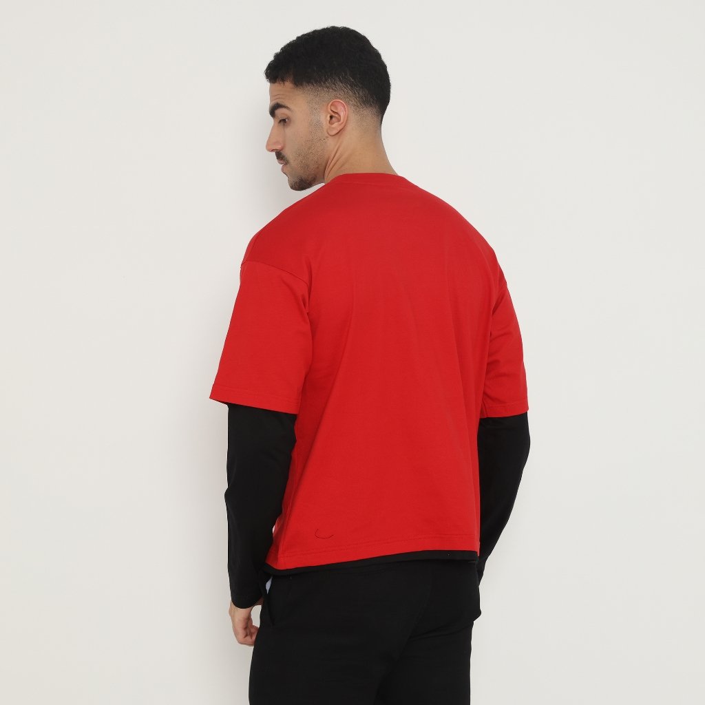 d&f Kaos Pria Double layer RHYTHM - Merah - Image 3
