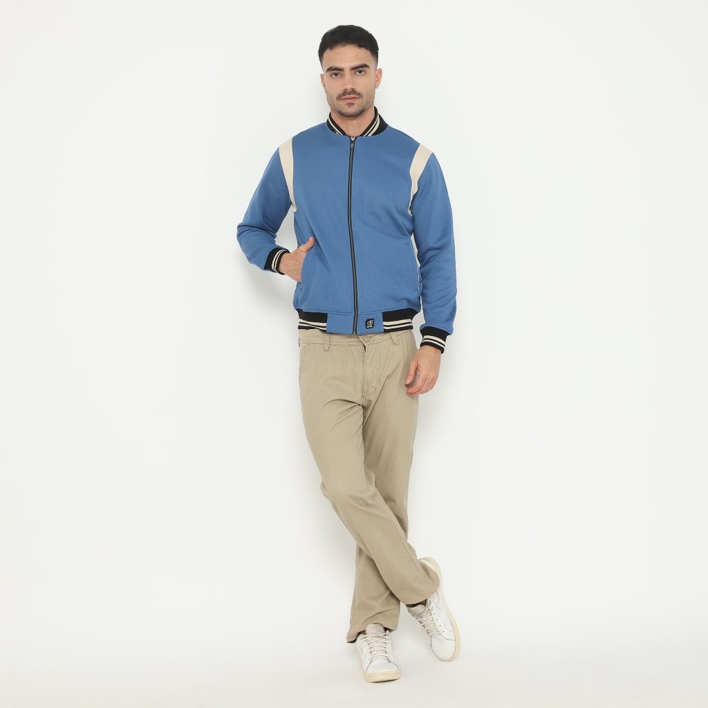 d&f Jaket Bomber Pria Peping ARM – Dark Blue Cream - Image 5